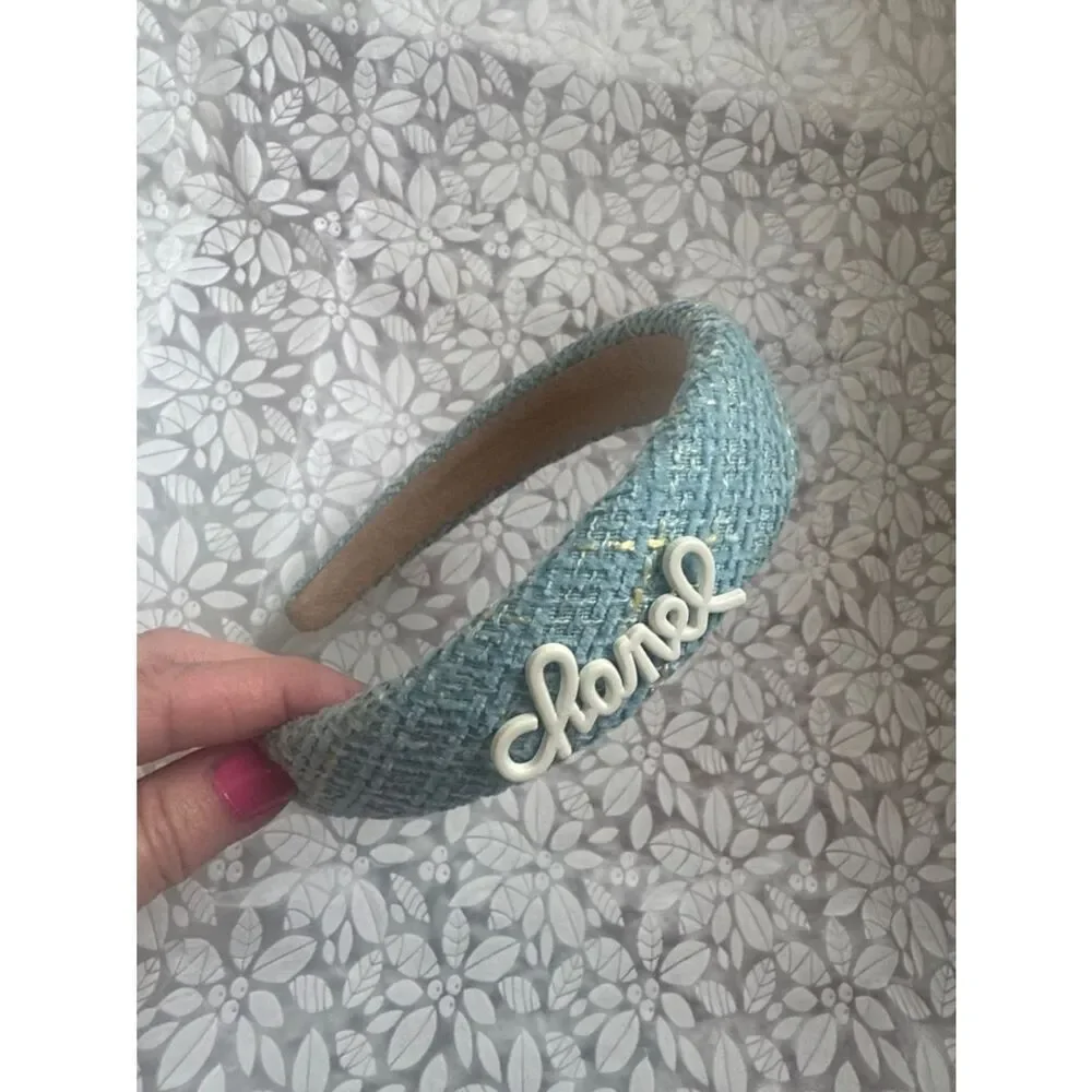 1 pc NEW! Light Blue Designer-Style Tweed C Headband